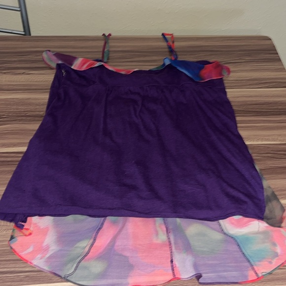EXPRESS purple tank top with red and green ruffle - Picture 9 of 14